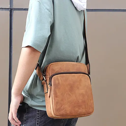 Кожаная мужская сумка через плечо John McDee 34х23х11.5 см sum0025934 - фото 2