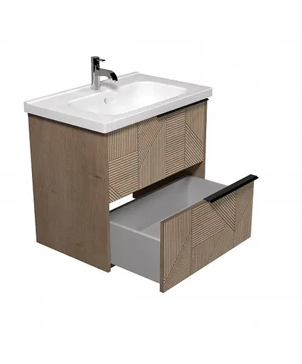 Тумба Мойдодир Illusion 70-A з умивальником ID-70 дуб натуральний - фото 3