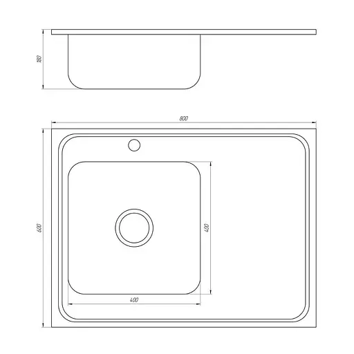 Мойка кухонная Mira MR 8060 LE Left прямоугольная 800х600х180 мм Satin 30412 - фото 2