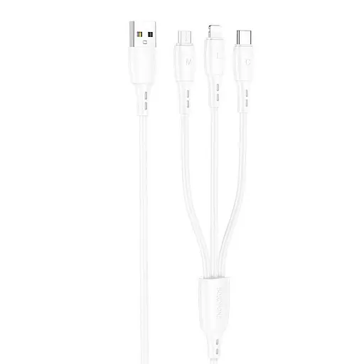 Дата кабель Borofone BX71 USB to 3in1 (1m) Білий
