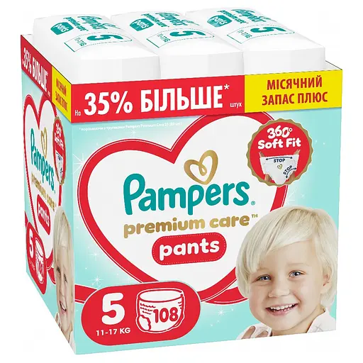 Подгузники-трусики Pampers Premium Care Pants Размер 5 (11-17 кг) 108 шт. - фото 1