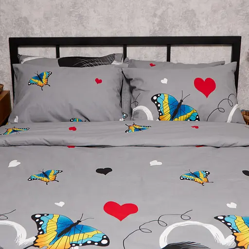 Комплект постільної білизни Moon&Star Бязь Gold Люкс Butterfly Love King Size 220x240 наволочки 2х50х70 - фото 3