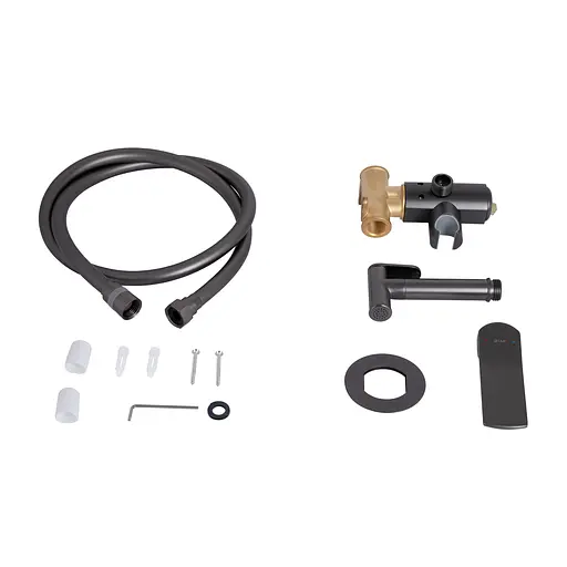 Набір гігієнічного душу прихованого монтажу Qtap Slavonice округлий QTSLA262GMB45916 Gunmetal Black PVD, Шліфований чорний хром - фото 6