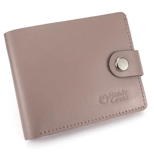 Кошелек женский маленький кожаный Handycover HC0042 нюдовый на кнопке - фото 2