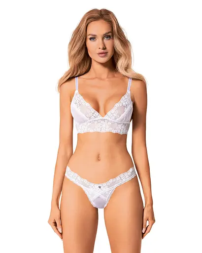 Комплект еротичної білизни: бюстгальтер і стрінги Obsessive Heavenlly XL/2XL білий - фото 2
