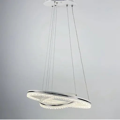 Біла LED люстра на 2 кільця з хромованою смужкою Line.F A 55060/2P WH+CR - фото 3