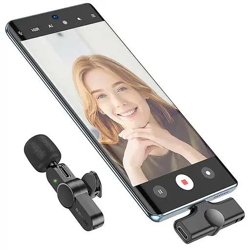 Петличный беспроводной микрофон Borofone BFK12 Trophy lavalier Lightning Black - фото 7