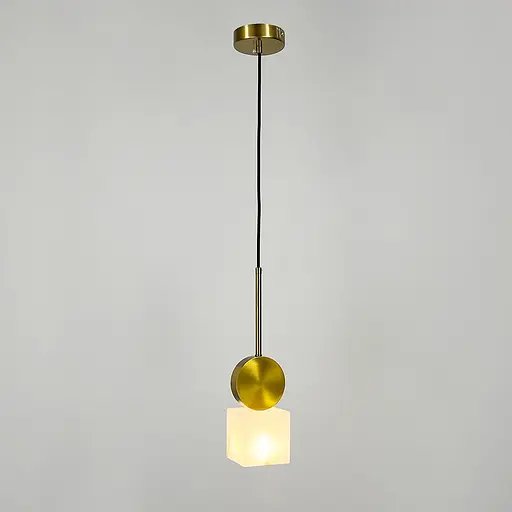 Латунний світильник із білим мармуровим плафоном 9х35 см | Арт. SC 7/1 WT | Line F - фото 2