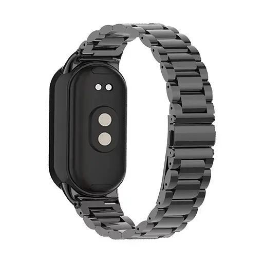 Ремешок для фитнес-браслета Tamister для Xiaomi Mi Band 8 и 9 Type С металлический с застежкой черный - фото 3