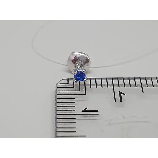 Серебряная моносерьга пуссета с фианитом. 3004.2С Синий - фото 4