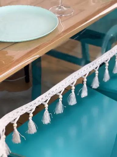 Скатерть силиконовая с белой бахромой 260х130 см - фото 2