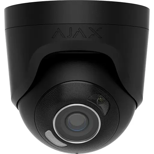 IP-Камера дротова Ajax TurretCam HL black, 8мп, 2.8мм, гібридне підсвічування IR 35м, білий Led 50м, Poe, True WDR, IP 65, ІЧ 35м, аудіо, кут огляду 100° до 110°, купольна, чорна - фото 1