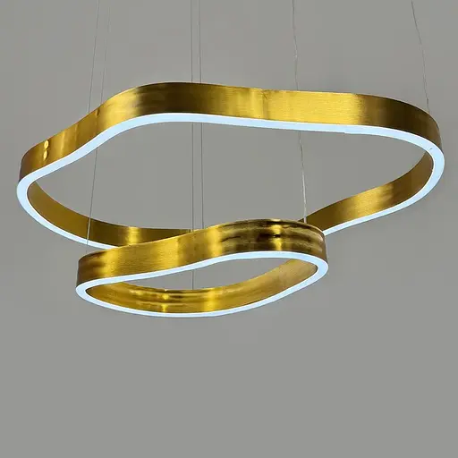 Ефектна золота люстра на 2 яруси 65х55 см та 45х30 см | Арт. PCL006-600*400 PGD | Line F - фото 2