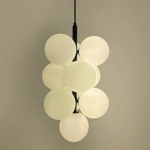 Подвесной светильник с белыми плафонами на черном основании | Line F | Арт. S28G/10 BK+WT - фото 6