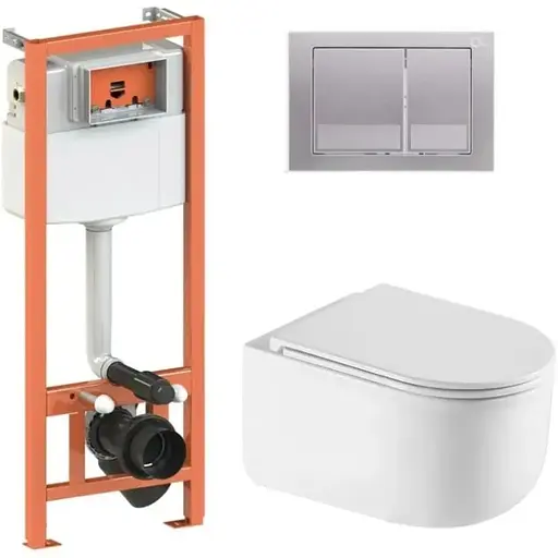 Набір Q-tap Nest 4 в 1 підвісний унітаз Taurus Ultra Quiet 490x360x380 + комплект інсталяції QT2433084EUQW46150 - фото 1