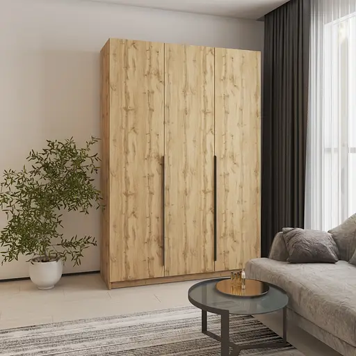 Шкаф 3-дверный MebelStar Оскар ДСП BG, дополнительная штанга 150x52x220 см Дуб тахо (MBS-4608)