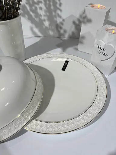 Блюдо порцелянове Interos Снігова королева для млинців з кришкою 25.4 см біле 609726-А - фото 2