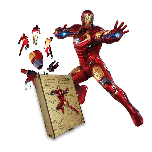 Пазл деревянный Железный Человек, А2, Картонная коробка 300+ элементов