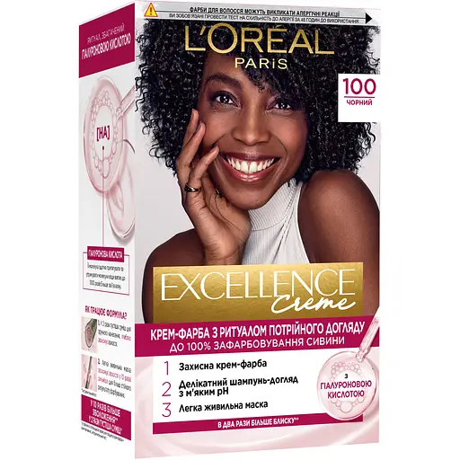Краска для волос L'Oreal Paris Excellence Creme оттенок 100 черный 176 мл (A9948200)