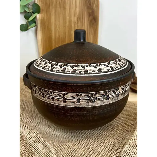 Супник 4 літра керамічний (глиняний) різьблений  