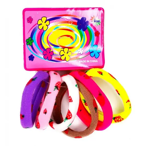 Дитяча резинка для волосся La-beauty 0301-1127 мікрофібра з малюнком, набір 6 шт - фото 1