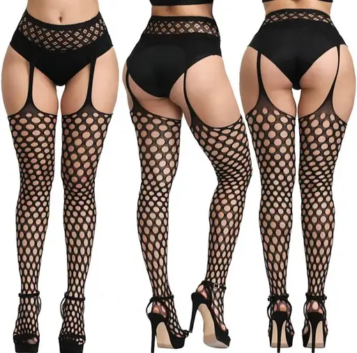 Колготи з витонченою імітацією панчіх One size Чорний K0677-1 - фото 2