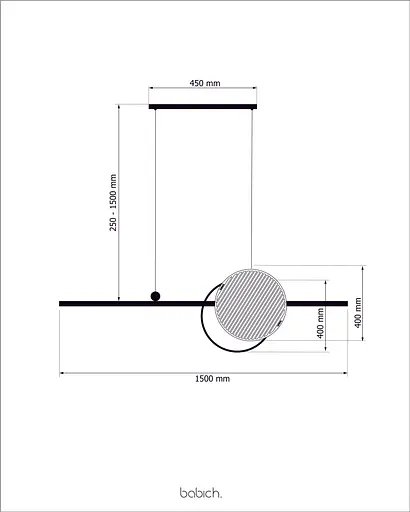 Підвісний стельовий світильник Babich Studio Mid 1500 Black (RAL 9005) - фото 6