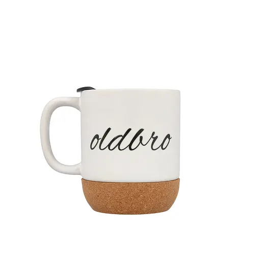 Керамічний кавовий кухоль OldBro WhiteBlack 400 мл з корковим дном і кришкою - фото 2