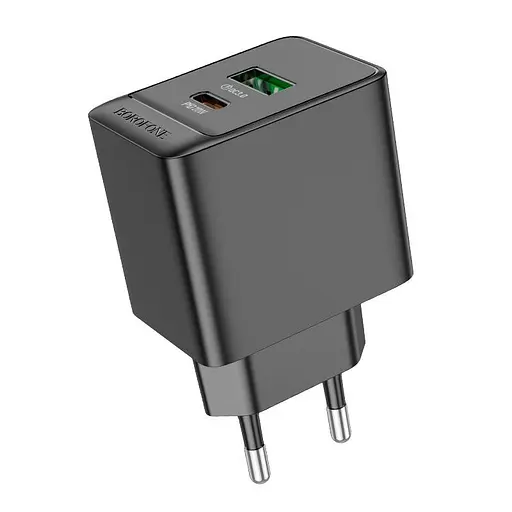 Зарядное устройство - Адаптер сетевой Borofone BAS14A Erudite charger 2 выхода 1USB + 1Type-C 20W черный - фото 9