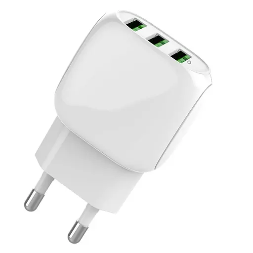 Блок зарядний пристрій 3 порти USB LDNIO A3315 Micro USB кабель-набір білий - фото 5