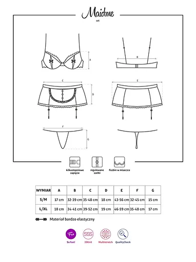 Костюм покоївки Obsessive Maidme L/XL чорний - фото 6