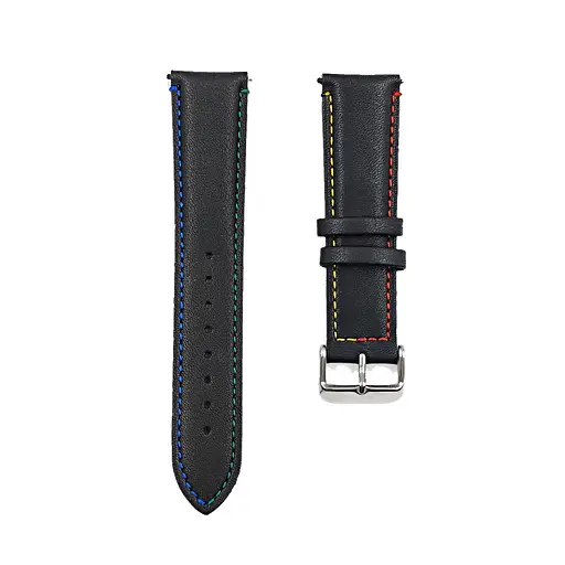 Безель ATR і шкіряний ремінець Sikai для смартгодинника Xiaomi Watch S3/S4 Black-rainbow - фото 6