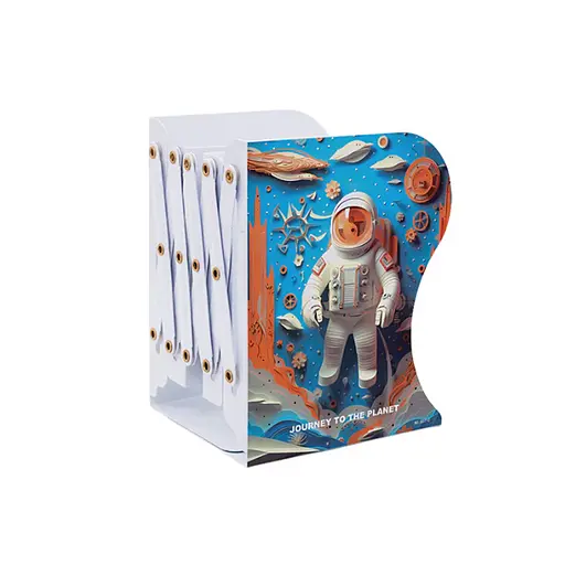 Полка-держатель для книг раздвижная металлическая Космонавт-3D, 15x10x19 см (в ассортименте)