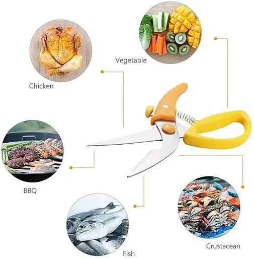 Кухонные ножницы секатор для птицы и рыбы с фиксатором 22.5 см, Kitchen Master Оранжевый 85869 - фото 6