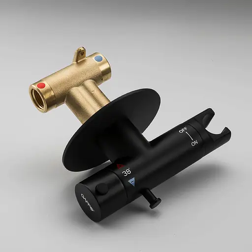 Набор гигиенического душа скрытого монтажа Gappo G7290-6 с термостатом и крючком, черный, Черный матовый - фото 4