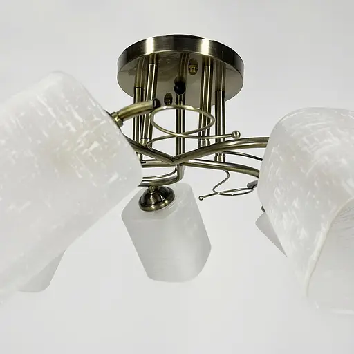 Бронзова люстра на 5 матових плафонів з візерунком у корпусі Ø 50 см | Арт. 9321C/5 AB | Line F - фото 2