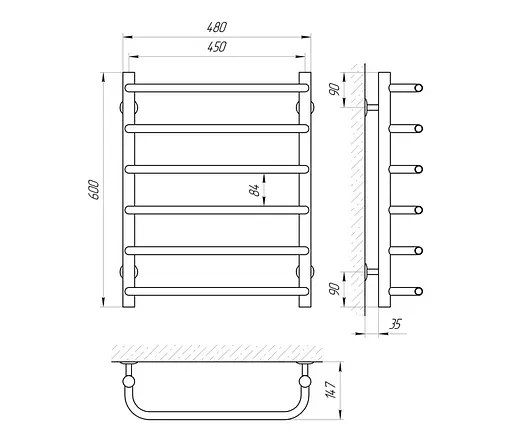 Полотенцесушитель Laris Стандарт П6 450x600 71207061, Хром - фото 2