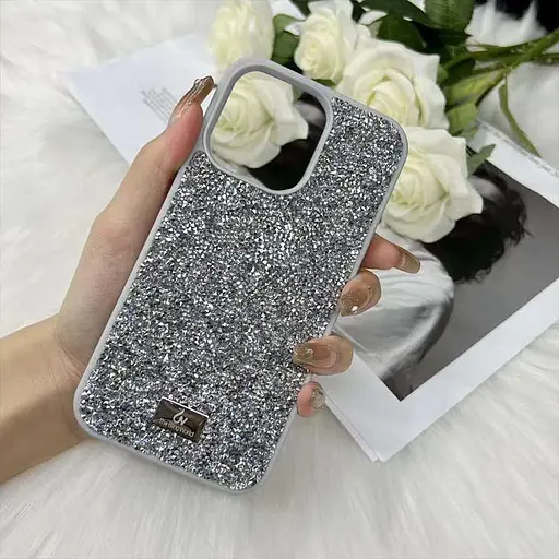 Чехол TPU Bling World Rock Diamond для Apple iPhone 15, 6.1 Серебряный - фото 2