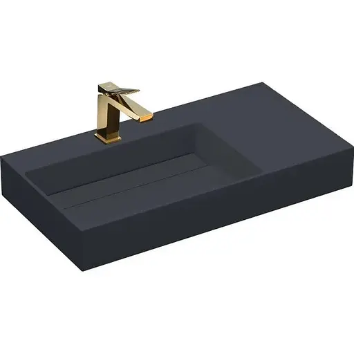 Умивальник Rea Archi 75 black matt накладний підвісний REA-U4303, Чорний матовий - фото 1
