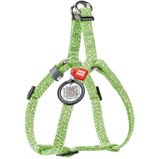 Шлея для котів та дрібних порід собак Waudog Re-cotton з відновленої бавовни та QR паспортом, світловідбиваюча