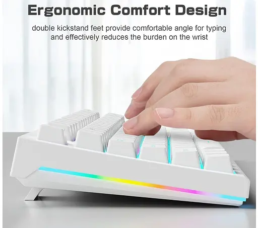 Клавіатура ігрова механічна Aula Mechanical F-3032 White keycaps + 21 Yellow keys KRGD Red - фото 8