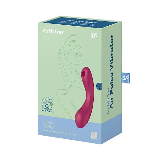 Вакуумний стимулятор клітора з вібрацією Satisfyer Curvy Trinity 1 бордовий - фото 10