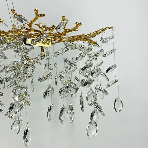 Видовжена золота люстра DIAMINA з кришталевим камінням у корпусі 120 см | Арт. 33007-L1200*400 GD | Line F - фото 6