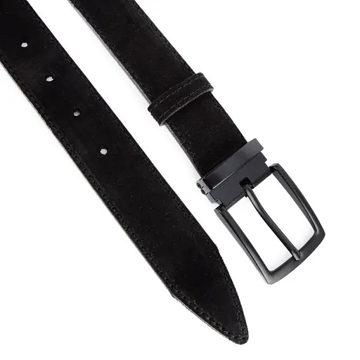 Ремень мужской замшевый со строчкой НС-3423 (120 см) черный - фото 2