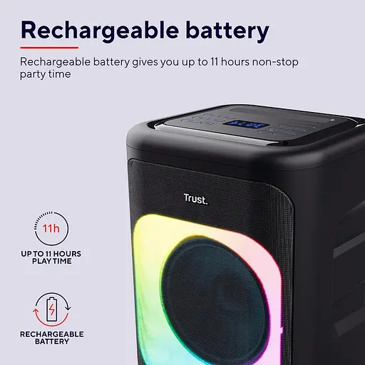 Портативна акустична система Trust Azura 50Вт, 1.0, ВТ 5.2, TWS, MP3, IPX4, RGB, Чорний - фото 7