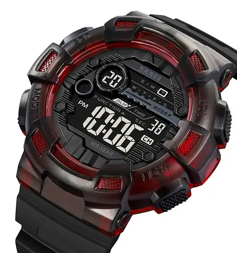 Годинник чоловічий спортивний наручний Skmei 2110 (Чорний з червоним) - фото 2