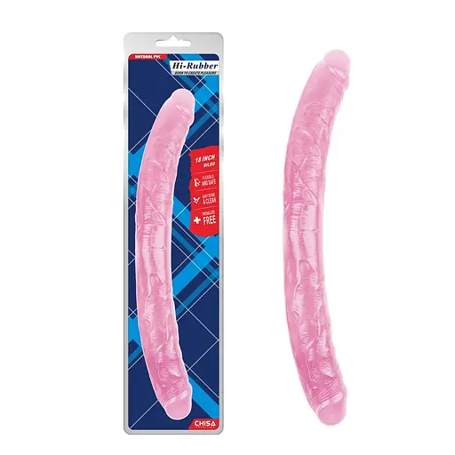Двосторонній фалоімітатор Hi-Rubber Born To Create Pleasure 18 Inch 46 см рожевий - фото 2