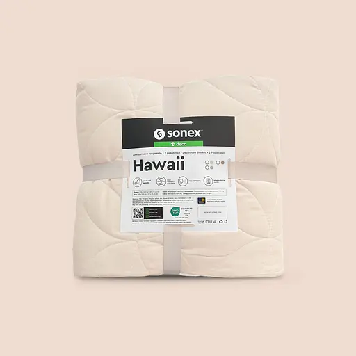Набір Sonex Hawaii: покривало двостороннє 240х220 см + наволочка 70х50 см 2 шт. бежевий (SO102524) - фото 8