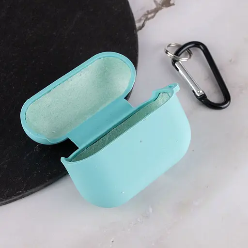 Силіконовий футляр з мікрофіброю для навушників Airpods Pro Бірюзовий / Marine Green - фото 3