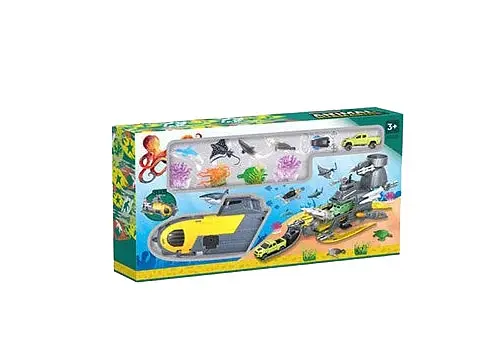 Подводная лодка SY 9940 “Субмарина”, 6 фигурок животных, механич. запускалка, 2 пушки, снаряди, в коробке (6977426400080) - фото 1